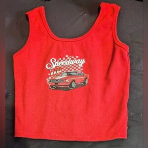 Obsessive Love Red Speedway Cropped Tank Top